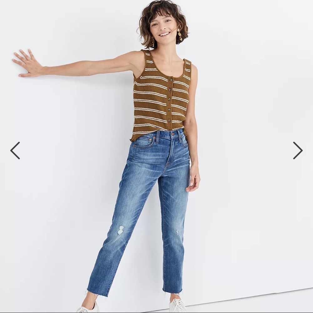Madewell The High-Rise Slim Boyjean in Dover Wash: Raw-Hemmed Edition Sz 32